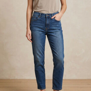 Mott & Bow Women's Mom Jeans High Rise Straight Leg Blue Denim W26 L28